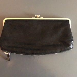 Black Hobo Clutch with Zipper Detail